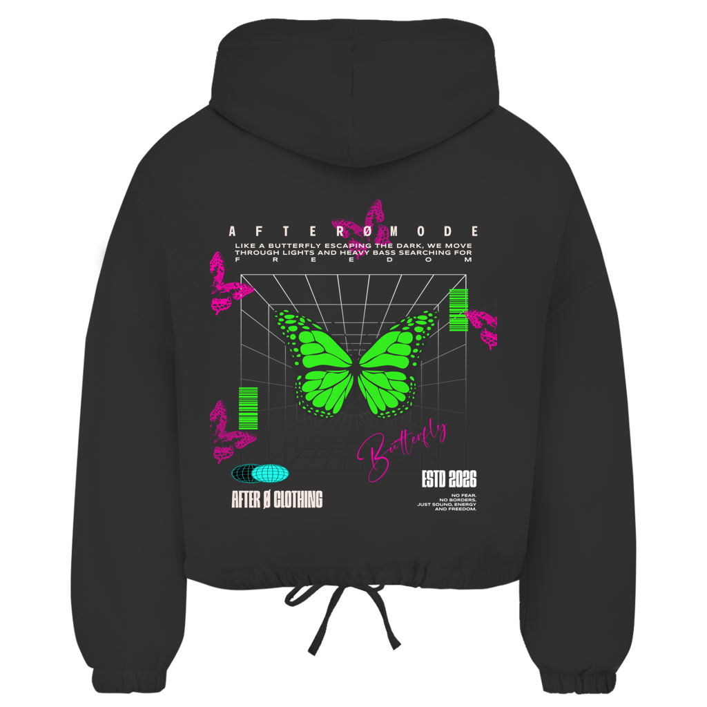 Butterfly Damen Zipper Hoodie Butterfly Black