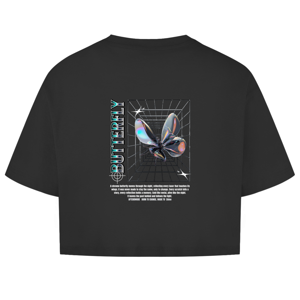 Chrome Butterfly – Oversize Crop Top Damen