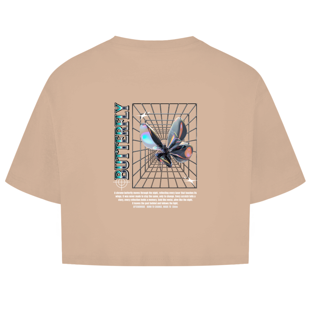 Chrome Butterfly – Oversize Crop Top Damen