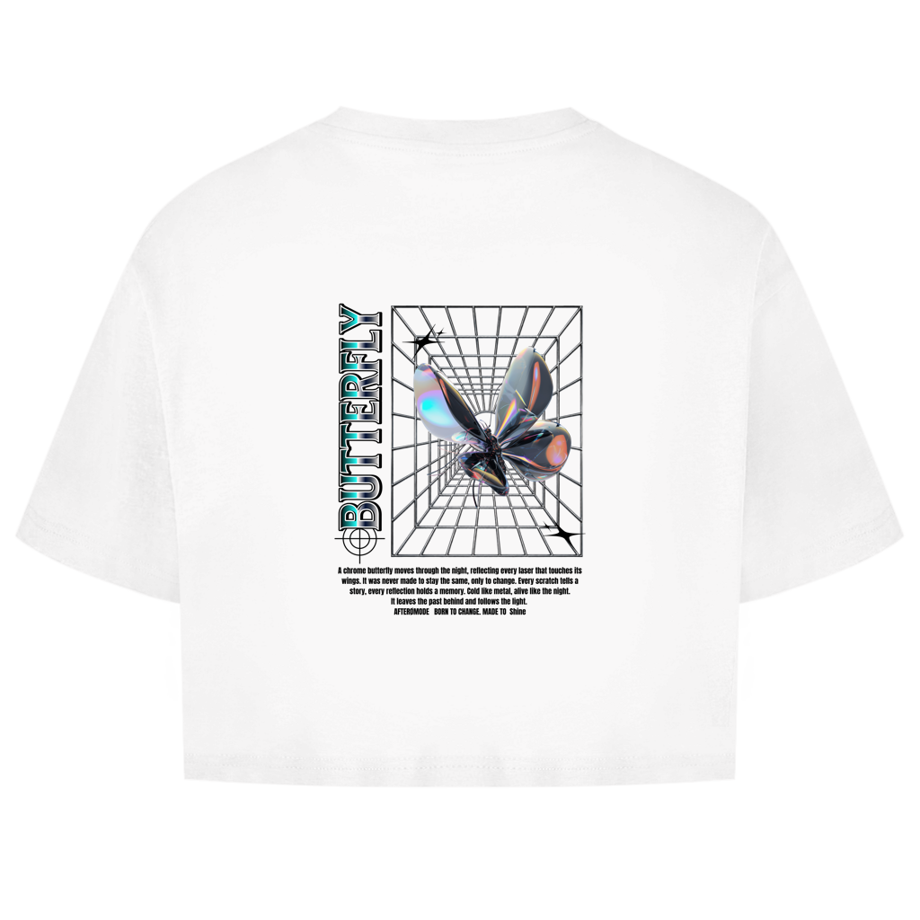 Chrome Butterfly – Oversize Crop Top Damen