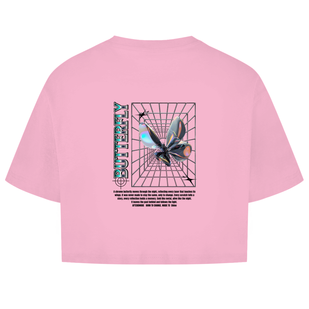 Chrome Butterfly – Oversize Crop Top Damen