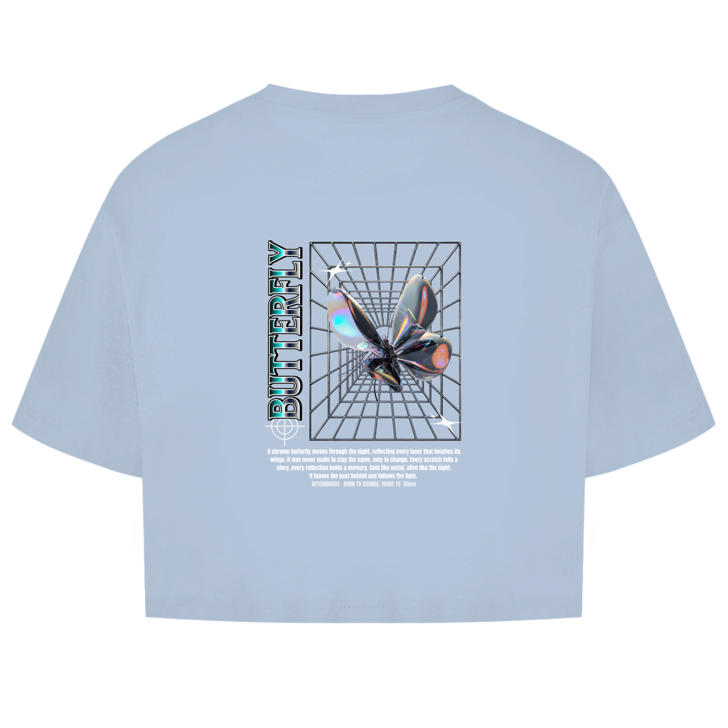 Chrome Butterfly – Oversize Crop Top Damen